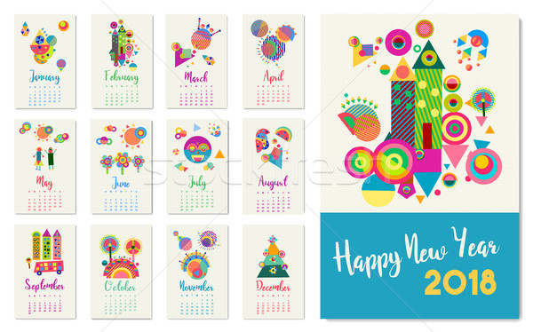 Año nuevo feliz geométrico resumen color arte Foto stock © cienpies
