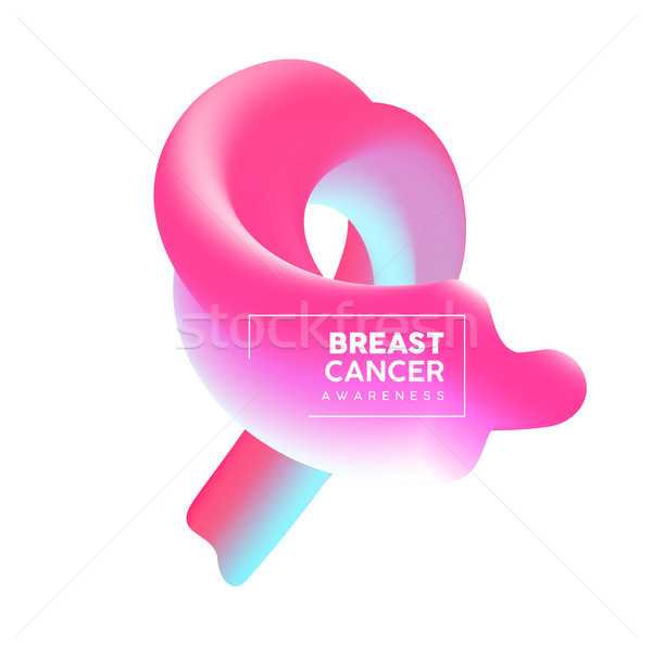 Breast Cancer Awareness pink 3d fluid ribbon card Stock photo © cienpies