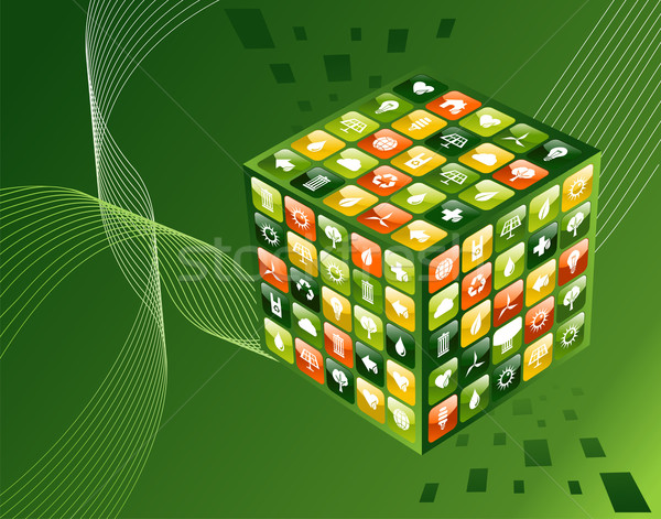 Green environment apps cube background Stock photo © cienpies