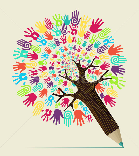 Diversity hand concept pencil tree Stock photo © cienpies