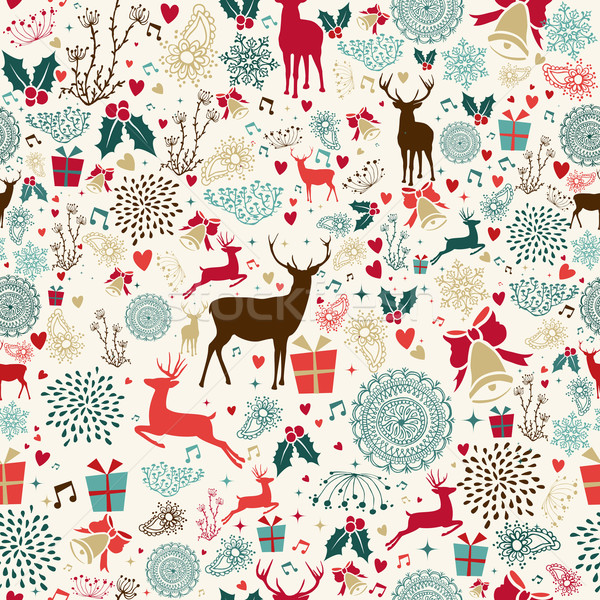 Vintage Christmas reindeer seamless pattern  Stock photo © cienpies