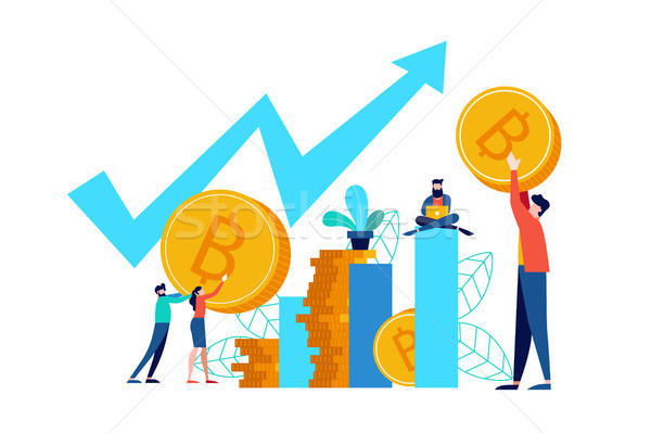 Bitcoin Online Stock Market Concept For Business Vector Illustration - 