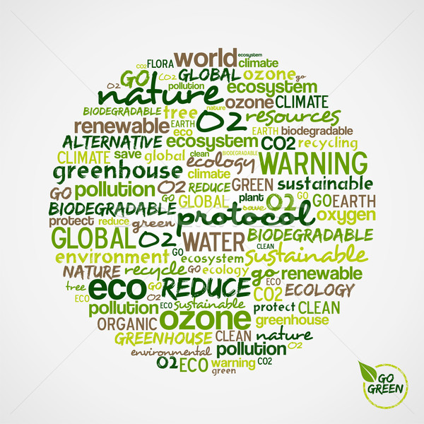 Verde palavras nuvem ambiental conservação círculo Foto stock © cienpies