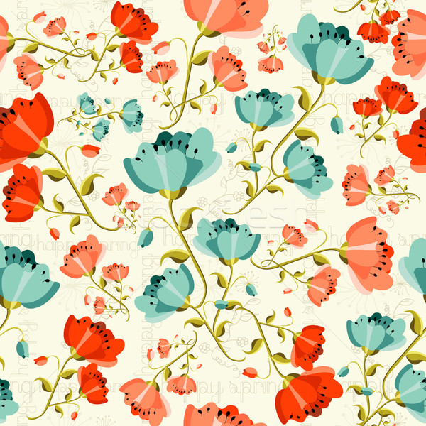 Stock photo: Happy spring Poppy flower pattern