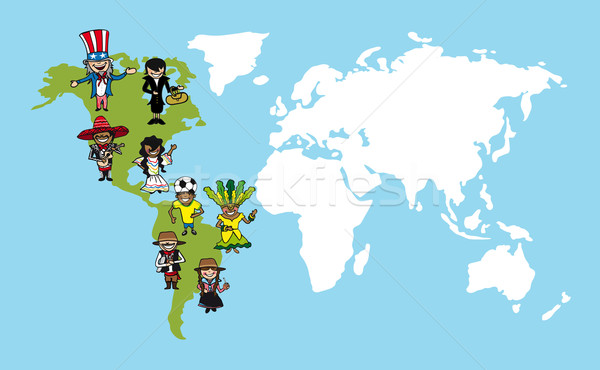 Amérique personnes carte du monde diversité illustration [[stock_photo]] © cienpies