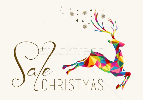 Christmas sale colorful reindeer vintage hang tag Stock photo © cienpies