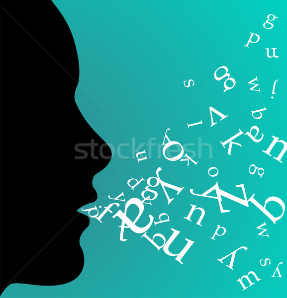 Foto stock: Preto · feminino · perfil · cartas