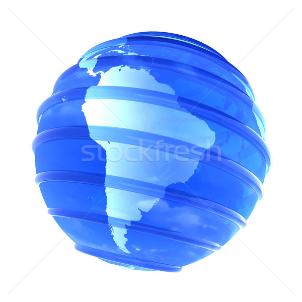 Imagine de stoc: 3D · sticlos · pământ · glob · concentrat · america · de · sud