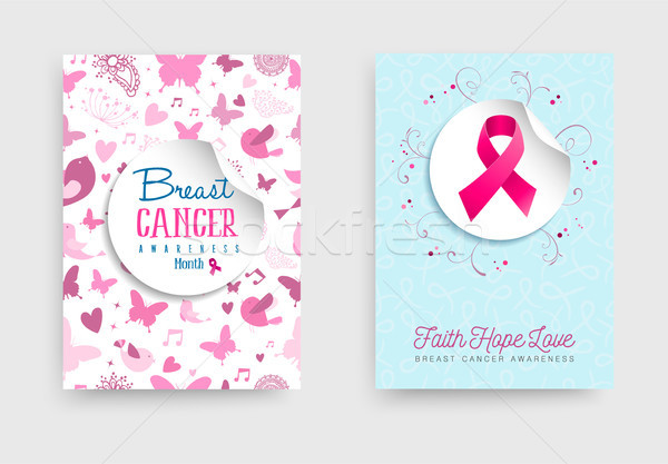 乳癌 認知度 ピンクリボン ポスター セット 月 ストックベクター C Cienpies Stockfresh