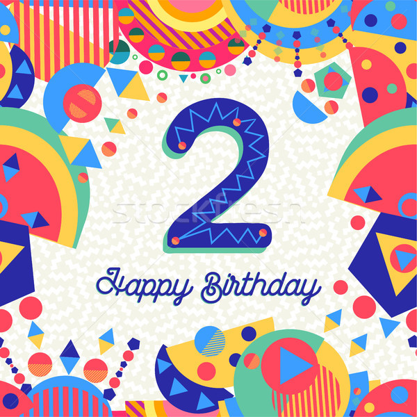 Two 2 year birthday party greeting card number Stock photo © cienpies