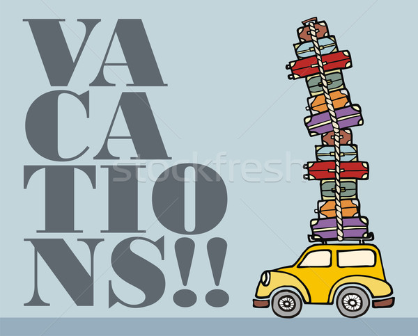 Foto stock: Diversão · carro · pronto · férias · ilustração · engraçado