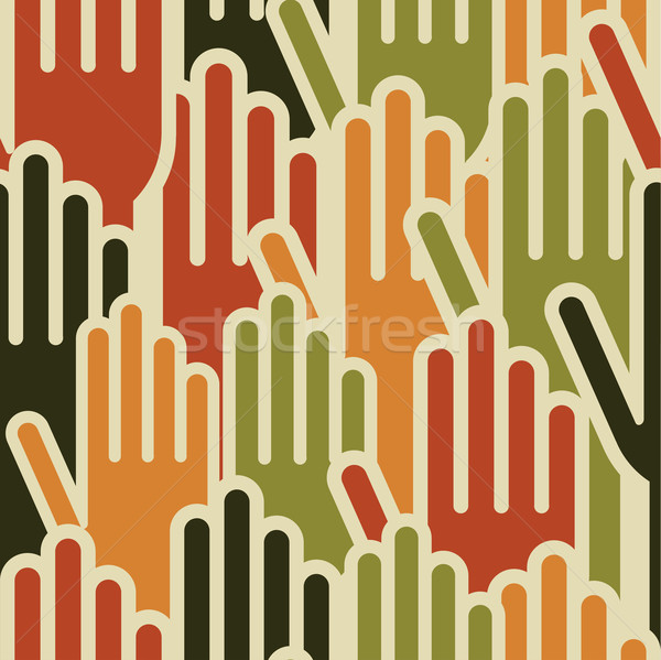 Multi-Ethnic hands seamless pattern Stock photo © cienpies