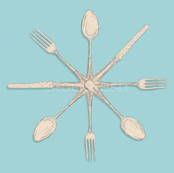 Retro cutlery design set Stock photo © cienpies