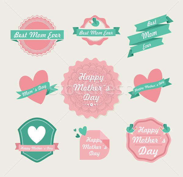 Happy Mothers day vintage label set Stock photo © cienpies