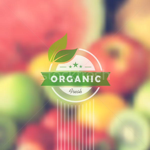 Organic food retro label blurred background Stock photo © cienpies