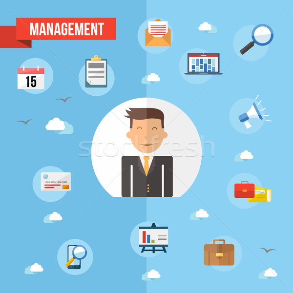 Success businessman flat concept illustration Stock photo © cienpies