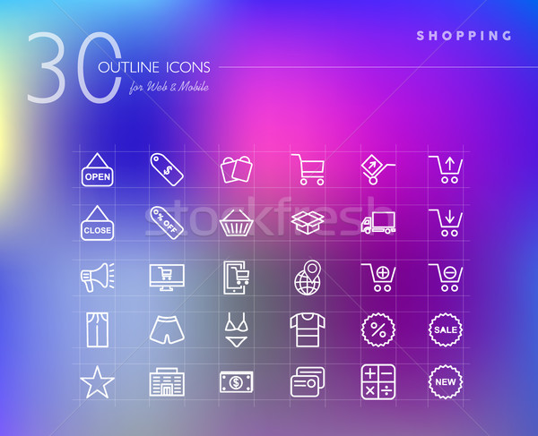 Shopping outline icons set  Stock photo © cienpies