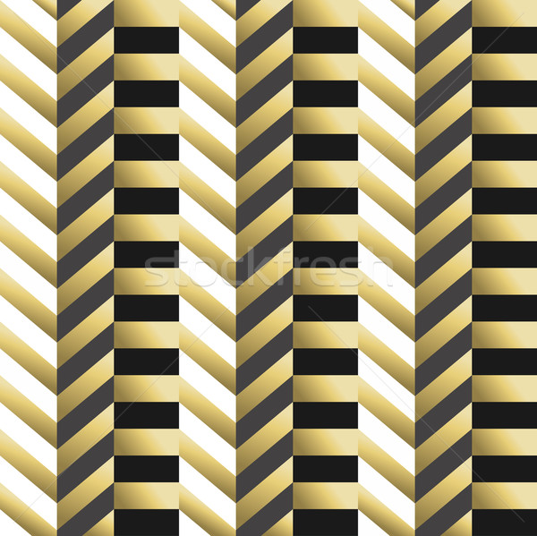 Striped geometric seamless pattern in gold Stock photo © cienpies