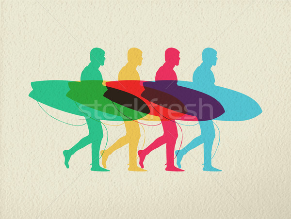 Surfing lata czasu kolor projektu sportu Zdjęcia stock © cienpies
