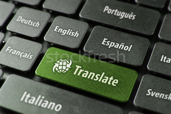 Online vertaling dienst taal toetsenbord Stockfoto © cienpies