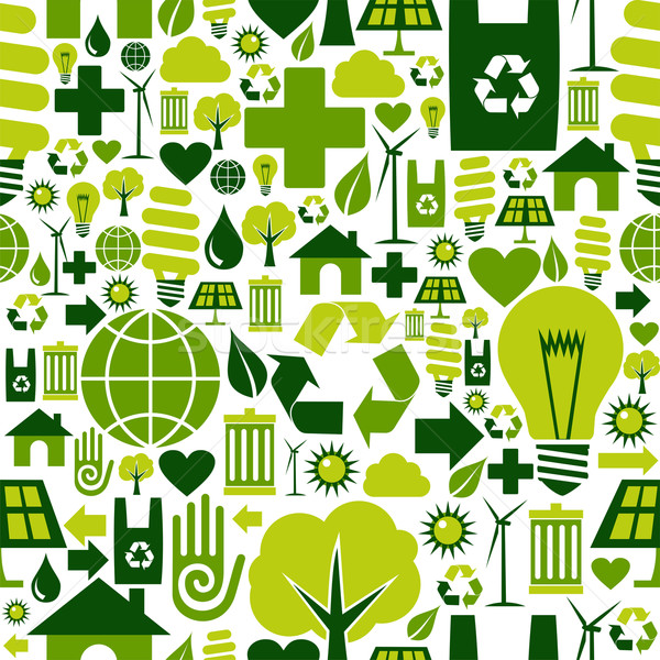 Green environment icons pattern background Stock photo © cienpies
