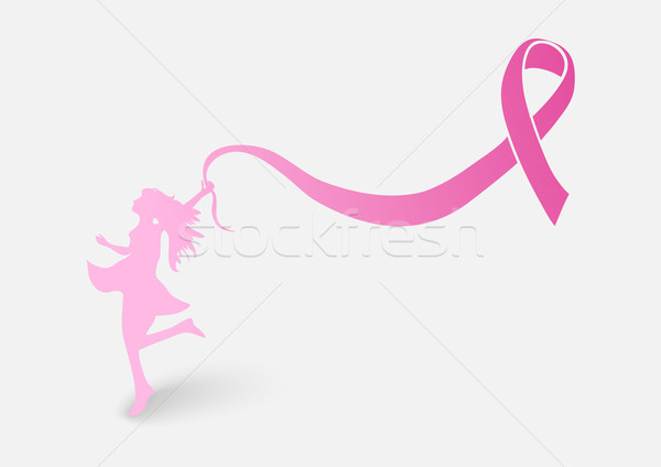 Breast cancer awareness ribbon with woman shape EPS10 file. Stock photo © cienpies