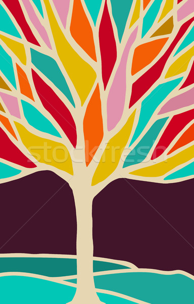 Abstract tree illustration with colorful branches Stock photo © cienpies