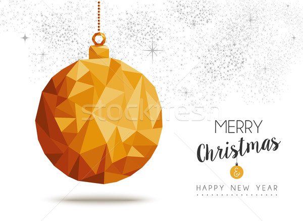 Gold Christmas and new year ornament in low poly Stock photo © cienpies