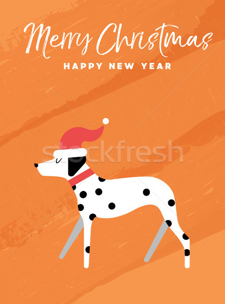 Christmas and new year holiday dalmatian dog card Stock photo © cienpies