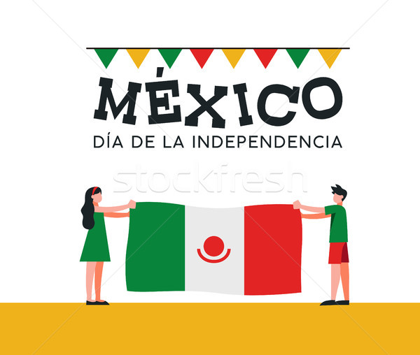 Mexico Independence Day friends with mexican flag Stock photo © cienpies