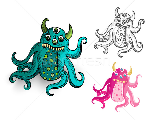 Halloween monsters izolat creaturi set Imagine de stoc © cienpies