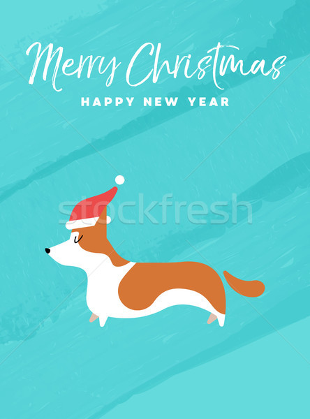 Christmas and new year holiday Corgi dog card Stock photo © cienpies