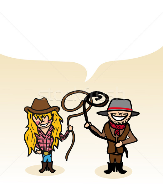 Australiano desenho animado casal bolha diálogo homem Foto stock © cienpies