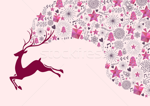 Reindeer christmas greeting card background gift Stock photo © cienpies