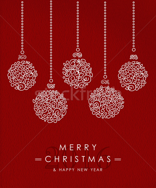 Merry christmas happy new year outline bauble deco Stock photo © cienpies
