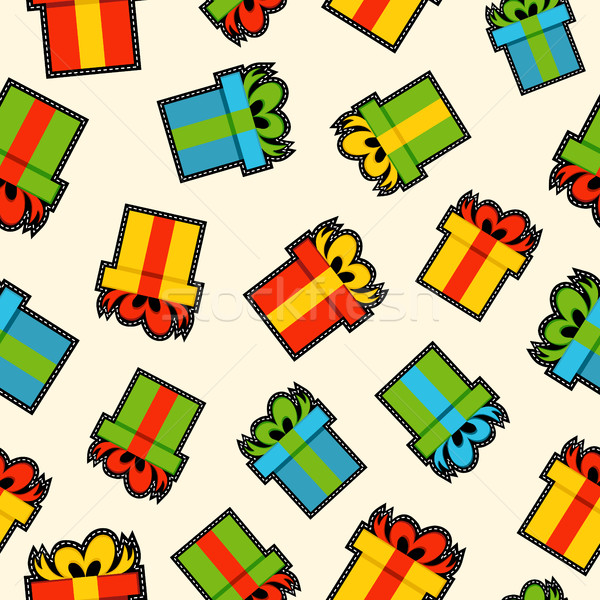 Christmas gift box patch icon pattern background Stock photo © cienpies