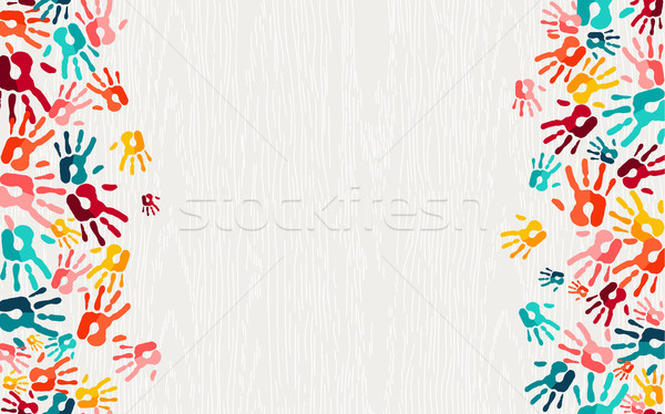 Human hand print color background art Stock photo © cienpies