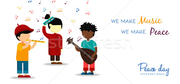 World Peace Day card of children making music Stock photo © cienpies