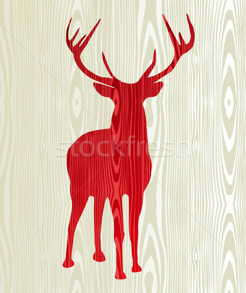 Weihnachten Holz Rentiere Silhouette Holz Postkarte Stock foto © cienpies