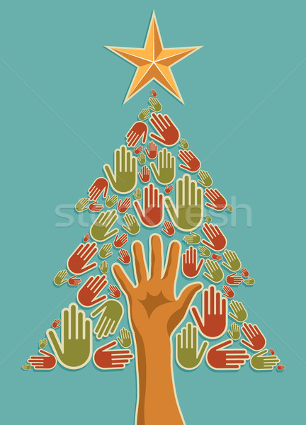 商業照片: 多樣 · 聖誕樹 · 手 · 賀卡 · 容易