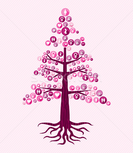 Breast cancer awareness pink health icon tree art Stock photo © cienpies