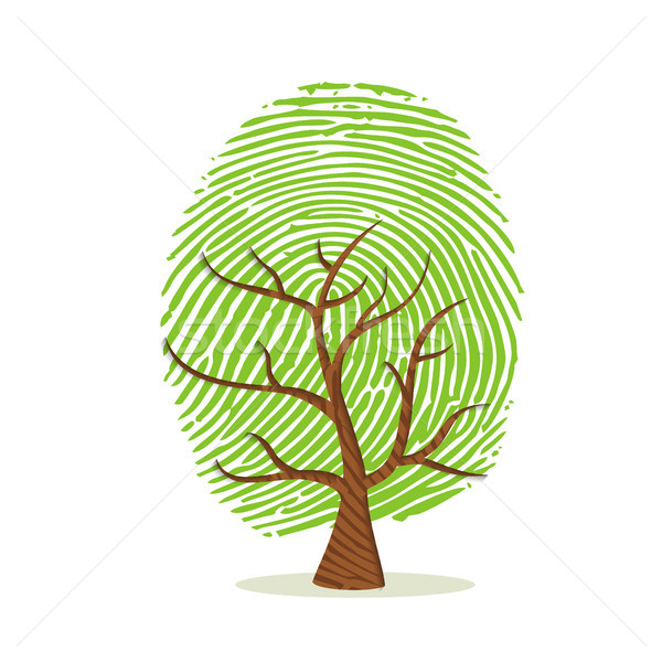 Ujjlenyomat fa zöld emberi ujj nyomtatott Stock fotó © cienpies