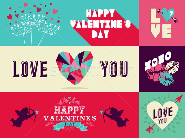 Happy Valentines Day web banner set Stock photo © cienpies