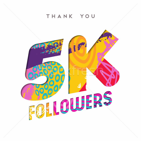 5k social media follower number thank you template Stock photo © cienpies