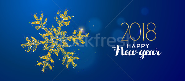 Happy New Year 2018 gold glitter holiday snow Stock photo © cienpies