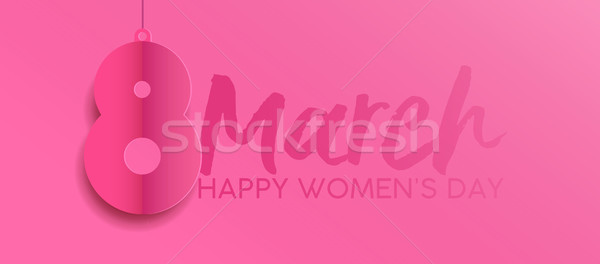 Happy Women Day pink paper cutout card design  Stock photo © cienpies