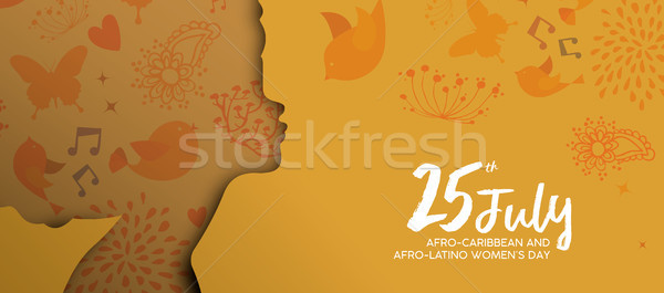 Afro Caribbean Latino woman day paper cut banner Stock photo © cienpies