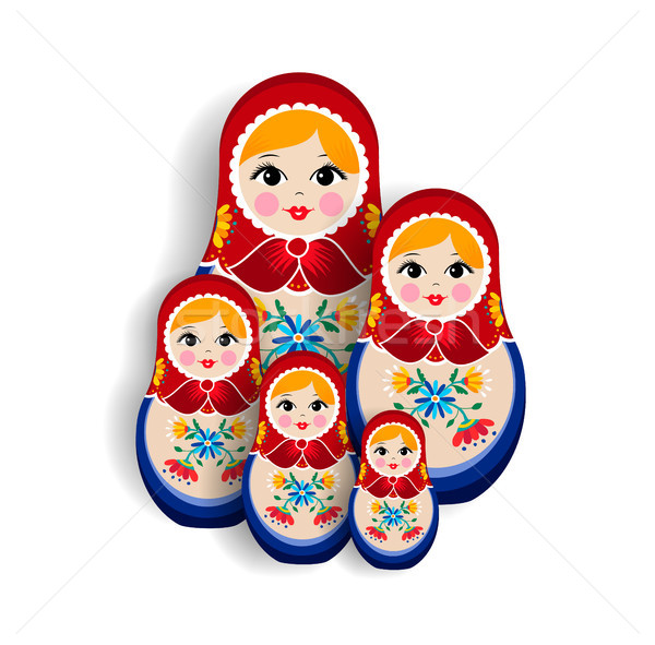 Traditional rus păpuşă familie izolat set Imagine de stoc © cienpies