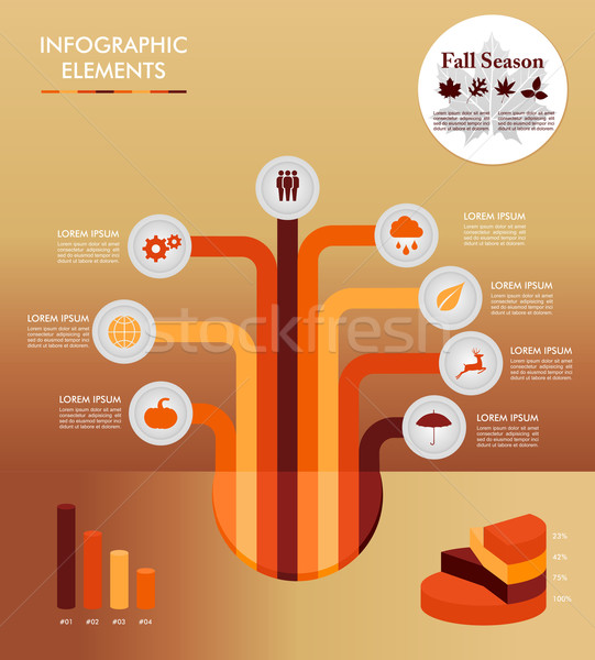 Fall season infographic tree elements Autumn graphic EPS10 file. Stock photo © cienpies