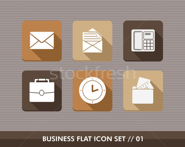 Business flat icons set Stock photo © cienpies